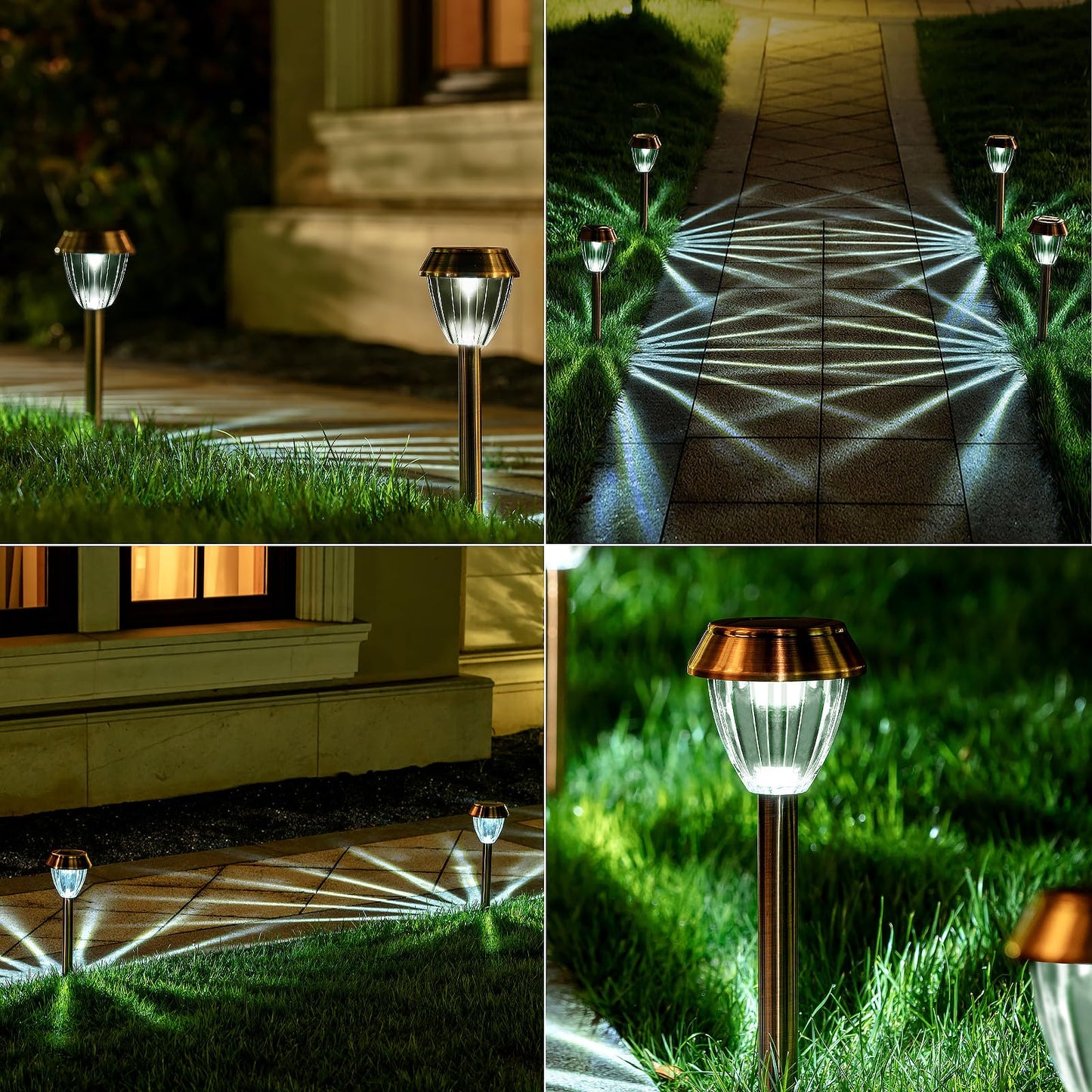 6 Pack Solar Pathway Lights Outdoor, New Upgraded Adjustable Warm & Cool White Solar Lights Outdoor Waterproof, Solar-Powered Garden Light for Path, Walkway, Yard, Driveway, Lawn, Backyard Decor