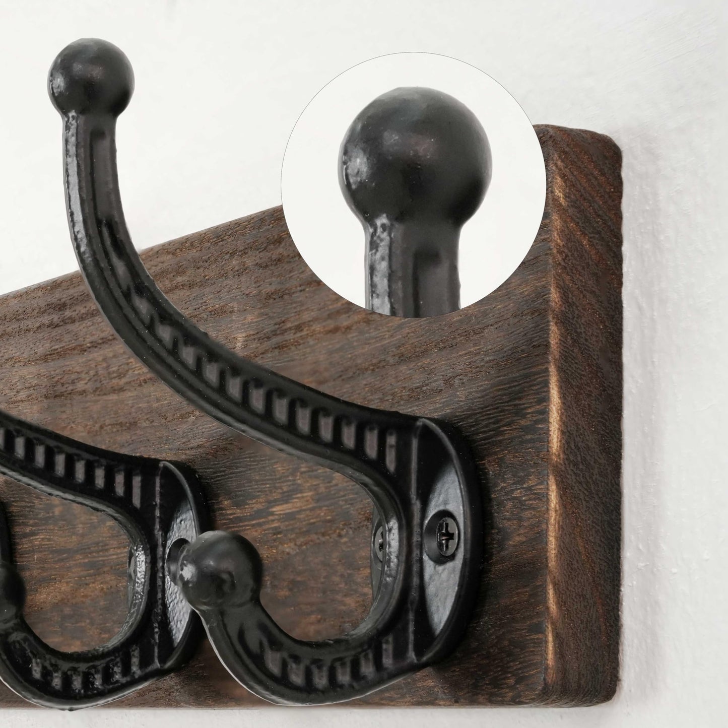 WEBI Rustic Coat Rack Wall Mount,5 Cast Iron Coat Hooks Wall Mounted,Heavy Duty Wood Wall Coat Hanger Hooks for Hanging Coats,Jacket,Clothes,Backpack,Farmhouse,Weathered Brown