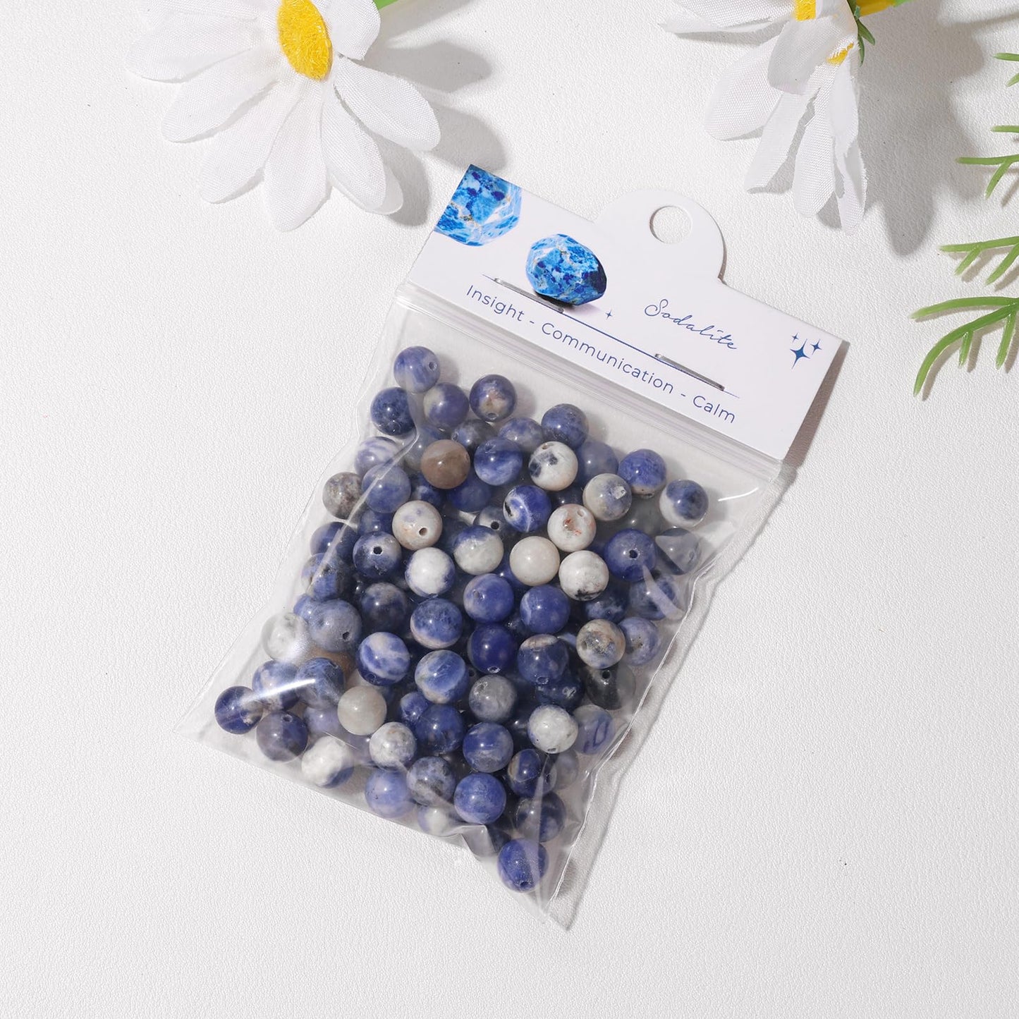 Raicegs 100pcs 8mm Sodalite Beads Natural Gemstone Beads Round Loose Beads for Jewelry Making DIY Bracelets Necklace