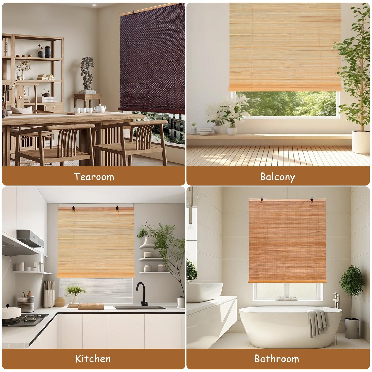 Bamboo Shades for Windows,Bamboo Blinds for Outdoor Patio,Custom Size, Privacy Protection, Easy Installation, Durable & Stylish Blinds for Living Room, Bedroom, Balcony