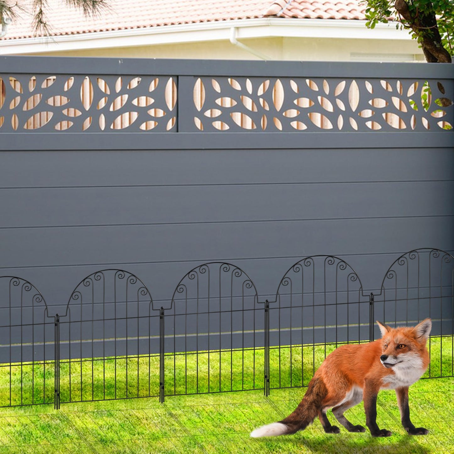 Decorative Garden Fence No Dig Rustproof Metal Fencing Barrier Border for Dog 5 Panels, Garden Fencing for Outdoor Patio Lawn Yard Flower Bed(28 Inches High)