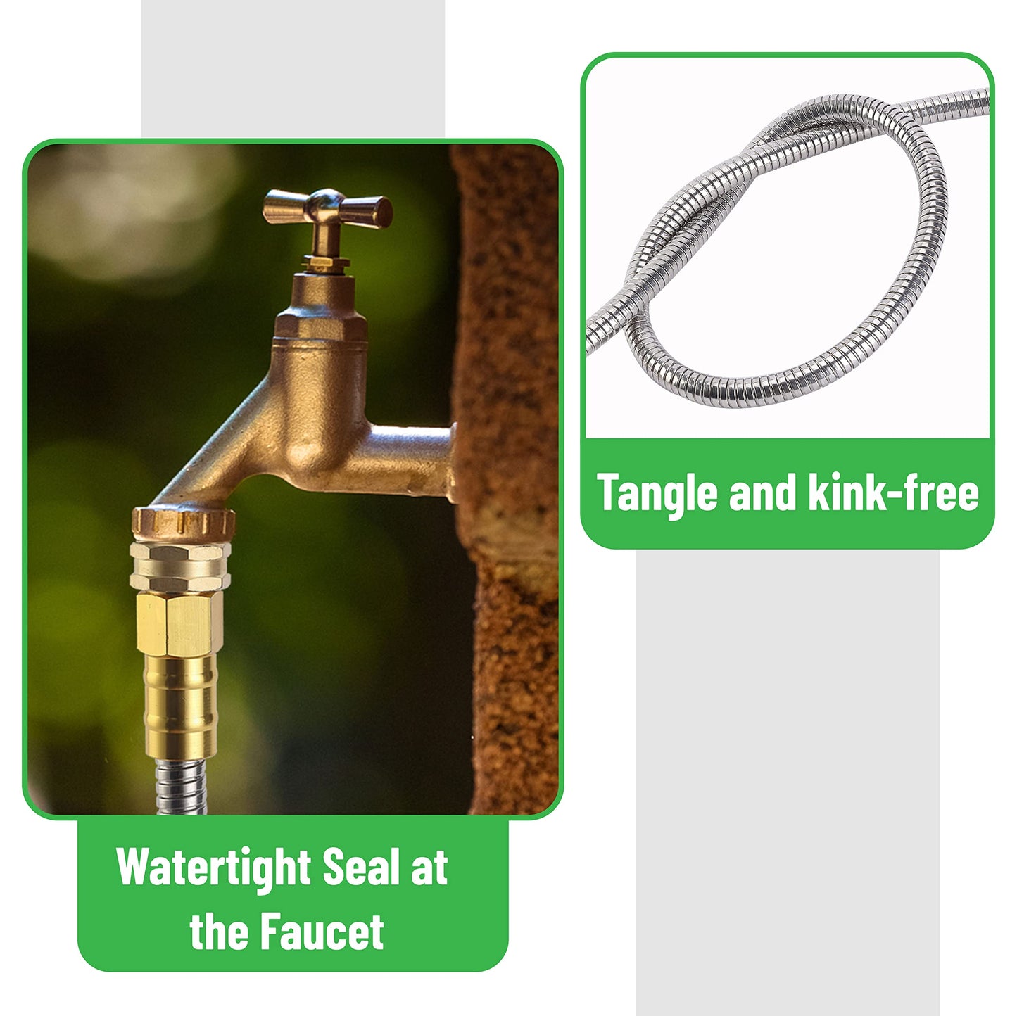 UNCO 10 Feet Stainless Steel No Kink Metal Garden Hose