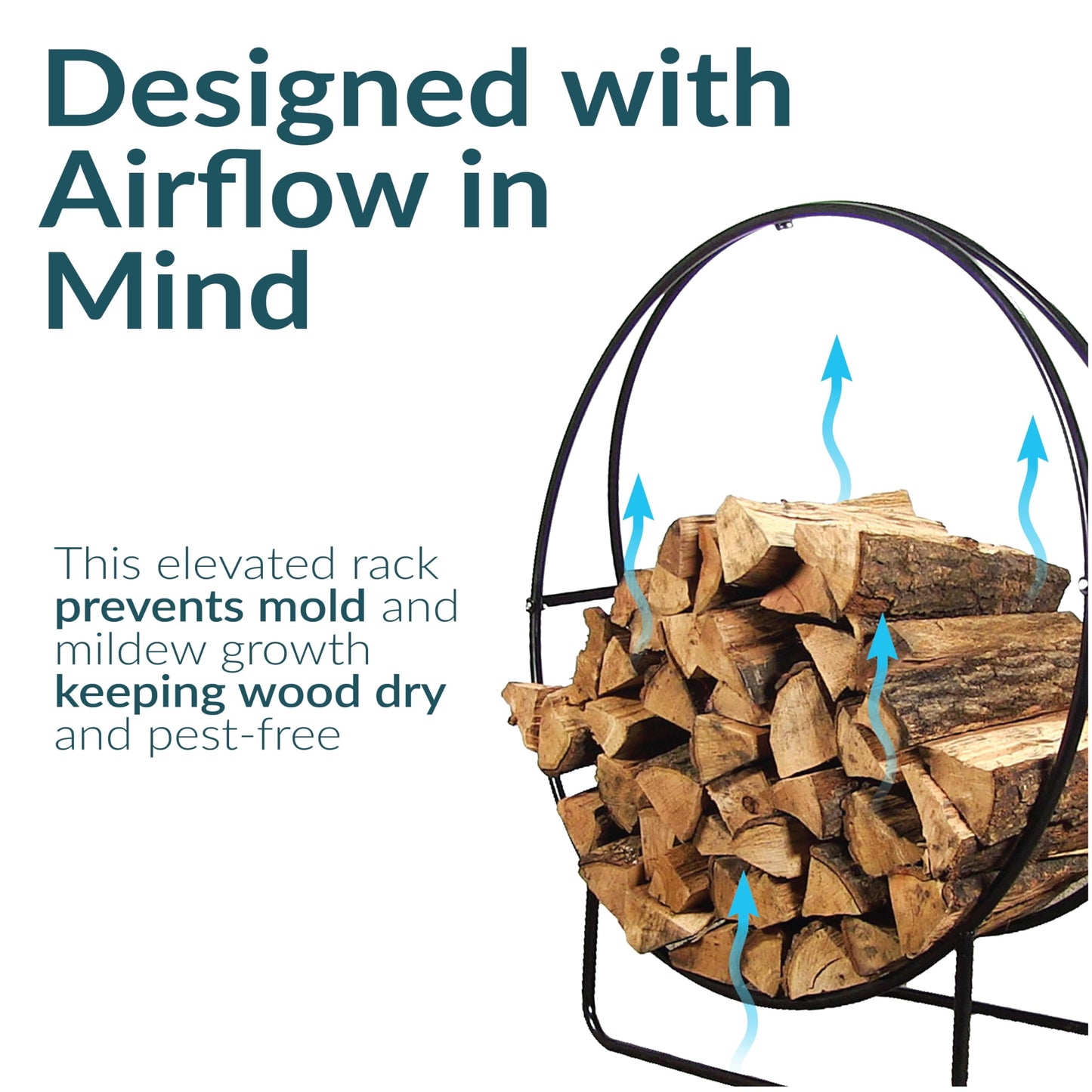 Sunnydaze 48-Inch Outdoor Firewood Rack Hoop - Indoor Round Tubular Steel Fireplace Wood Holder - 700-lb Capacity