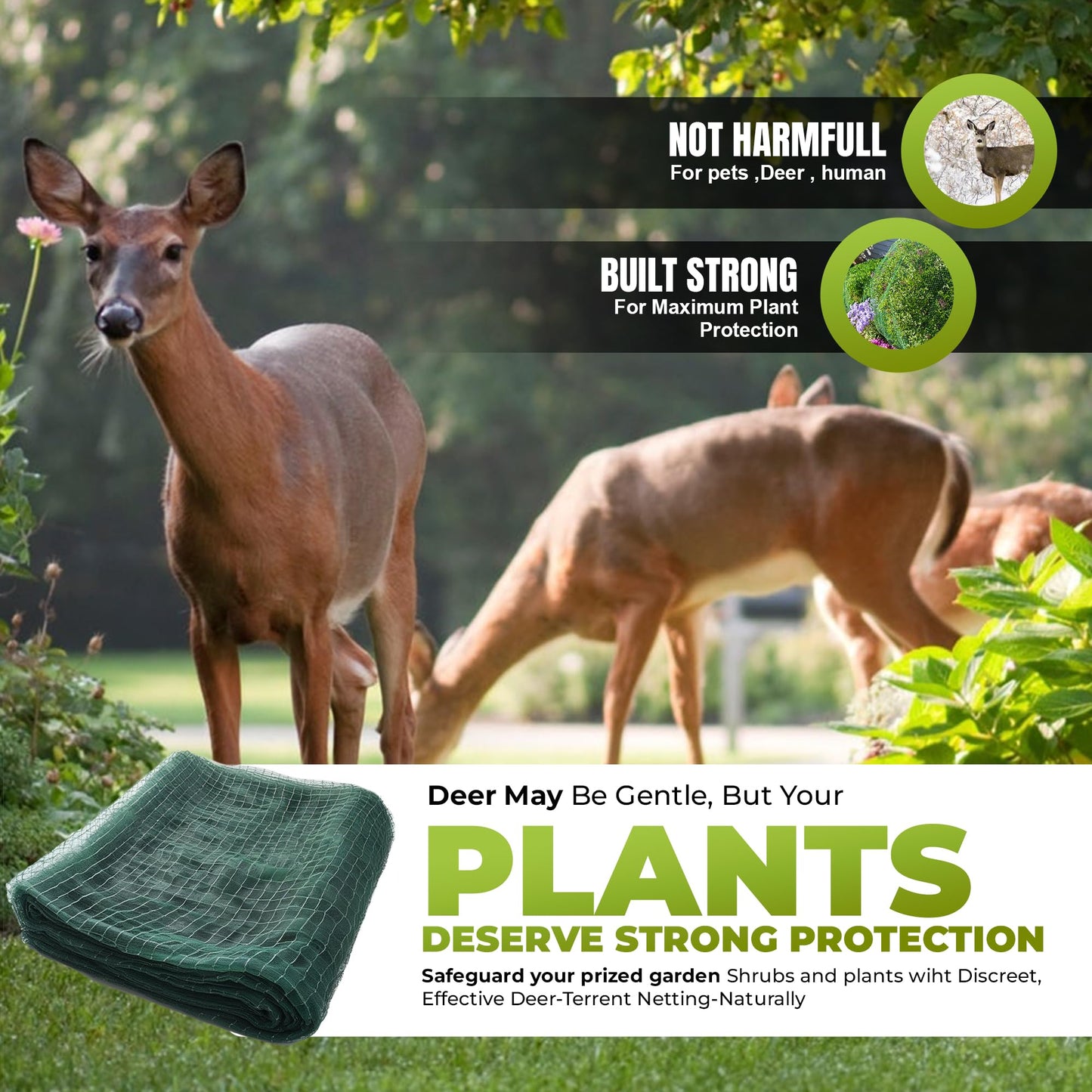 Deer-Terrent Deer Fencing – Heavy Duty Bird Netting, Chicken Coop, Fruit Trees, Plants, Plastic Fence, Bird Screen, Outdoor Cover, Garden Protection, Net Material, 18'x 5'