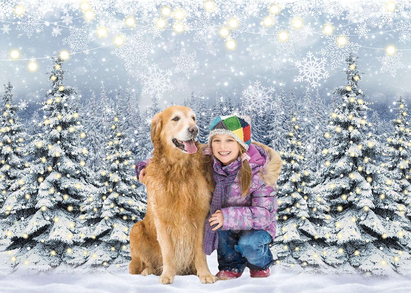 Winter Forest Photography Backdrop Glitter Snowy Pine Tree Scene Background Christmas Xmas Holiday Happy New Year Holiday Party Decoration Banner (7X5FT(82x59inch))