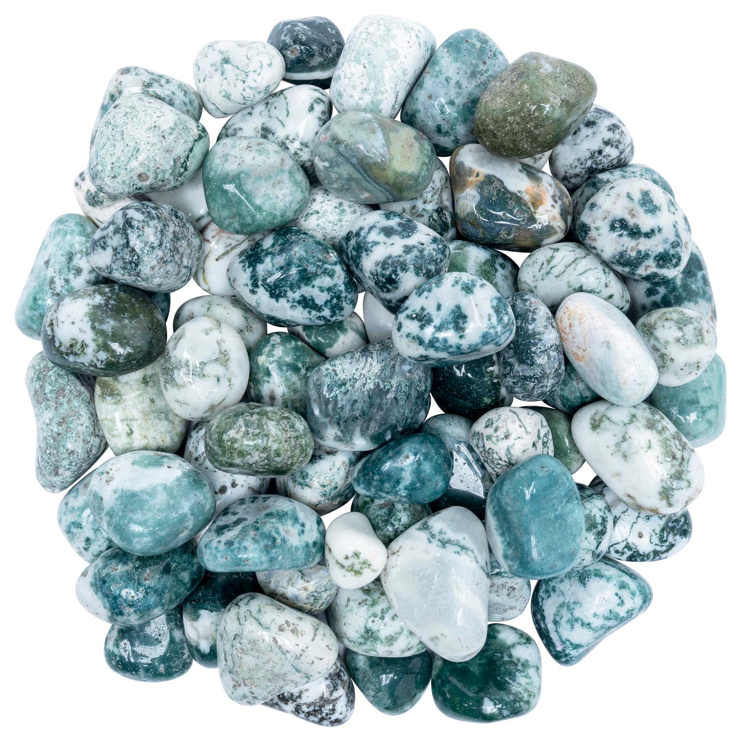 Crocon 1lb Tree Agate Tumble Stones Stones Set Pocket Crystal Healing Gemstones Balancing Tumble Collection Palm Stone Meditation Good Luck Charm Gift Craft Home Decor Size: 20-25 mm 1 LB