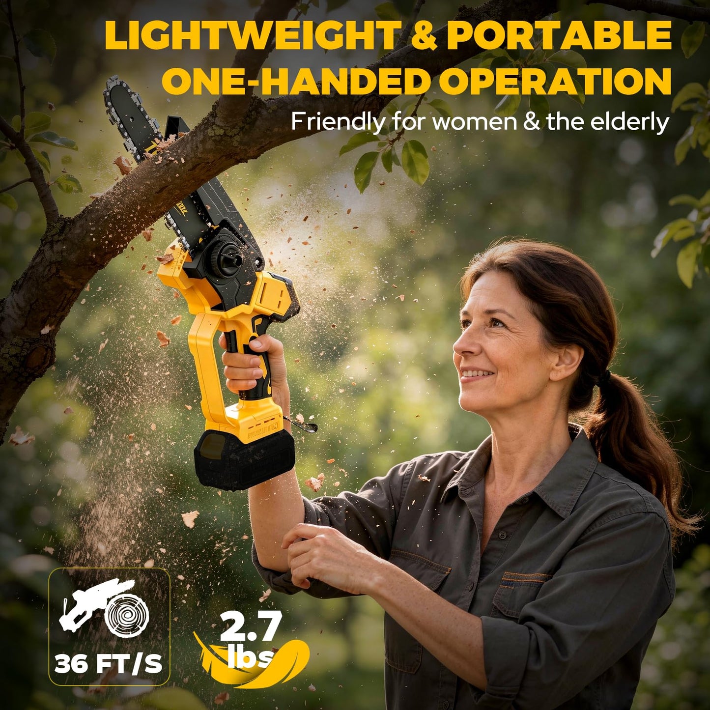 Cordless Mini Chainsaw Compatible with Dewalt 20V MAX Battery, 6 Inch & 8 Inch Small Electric Chainsaw Brushless, 2x 6'' + 2x 8'' Chains, Auto Oiler, Handheld Pruning Tree Saw (Tool Only)