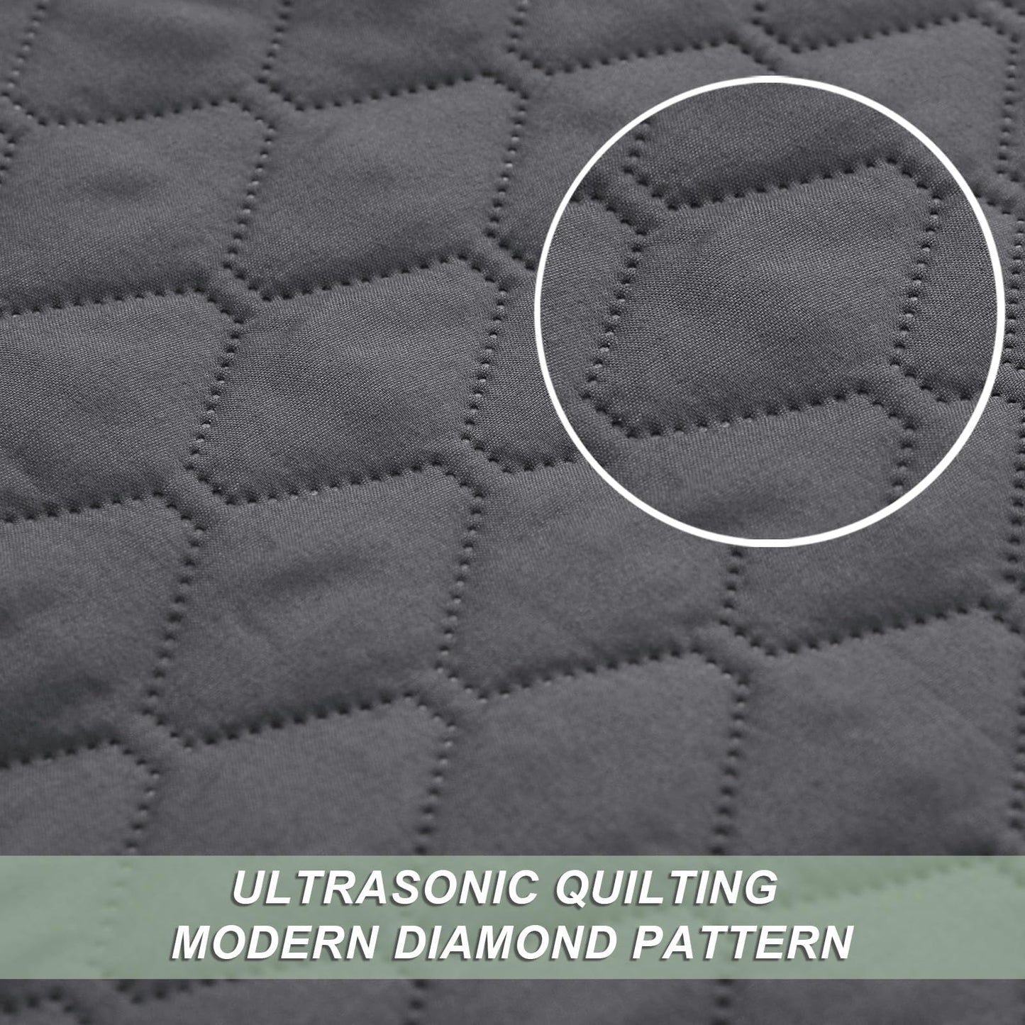 Exclusivo Mezcla Ultrasonic Reversible Full Queen Quilt Bedding Set with Pillow Shams, Lightweight Quilts Queen Size, Soft Bedspreads Bed Coverlets for All Seasons - (Grey, 90"x96")
