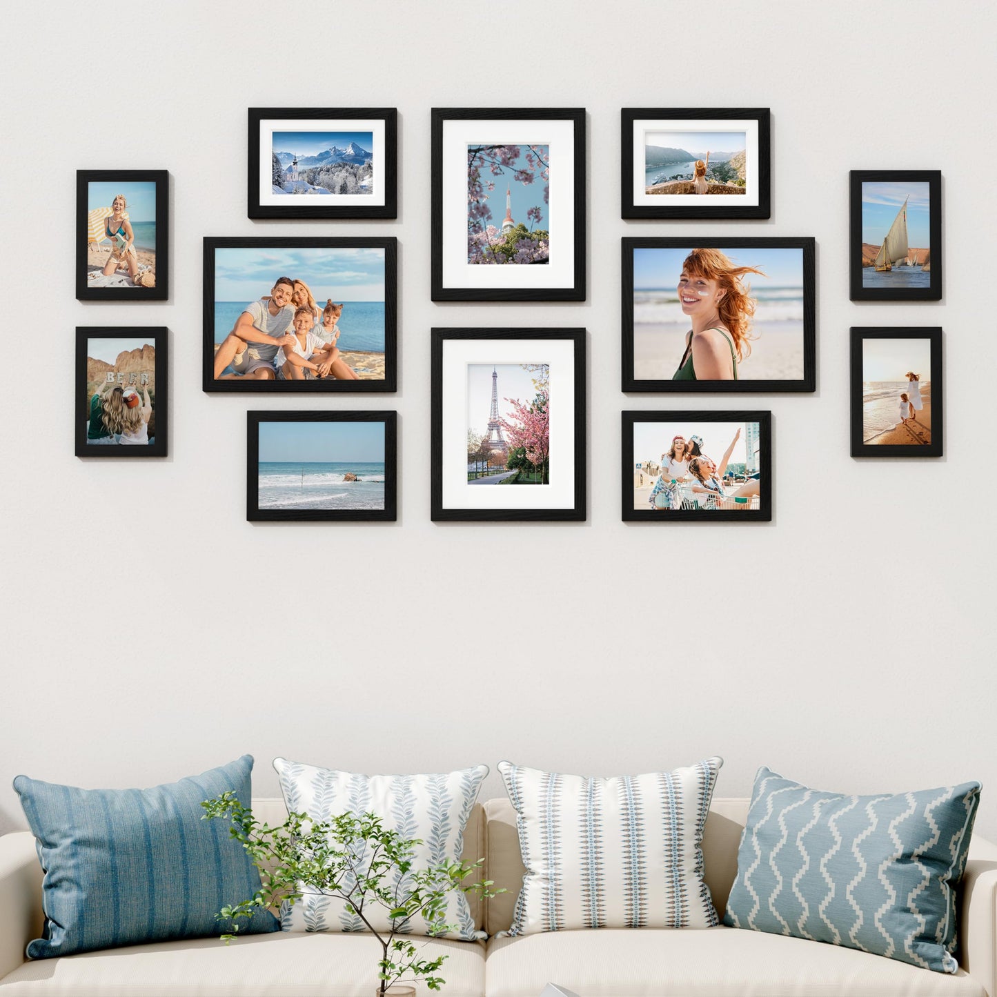 Vittanly 12 Pack Picture Frames Collage Wall Decor for Mounting or Tabletop Display, Gallery Wall Frame Set for Family, Multi Sizes Including 4pcs 8x10, 4pcs 5x7, 4pcs 4x6, Black