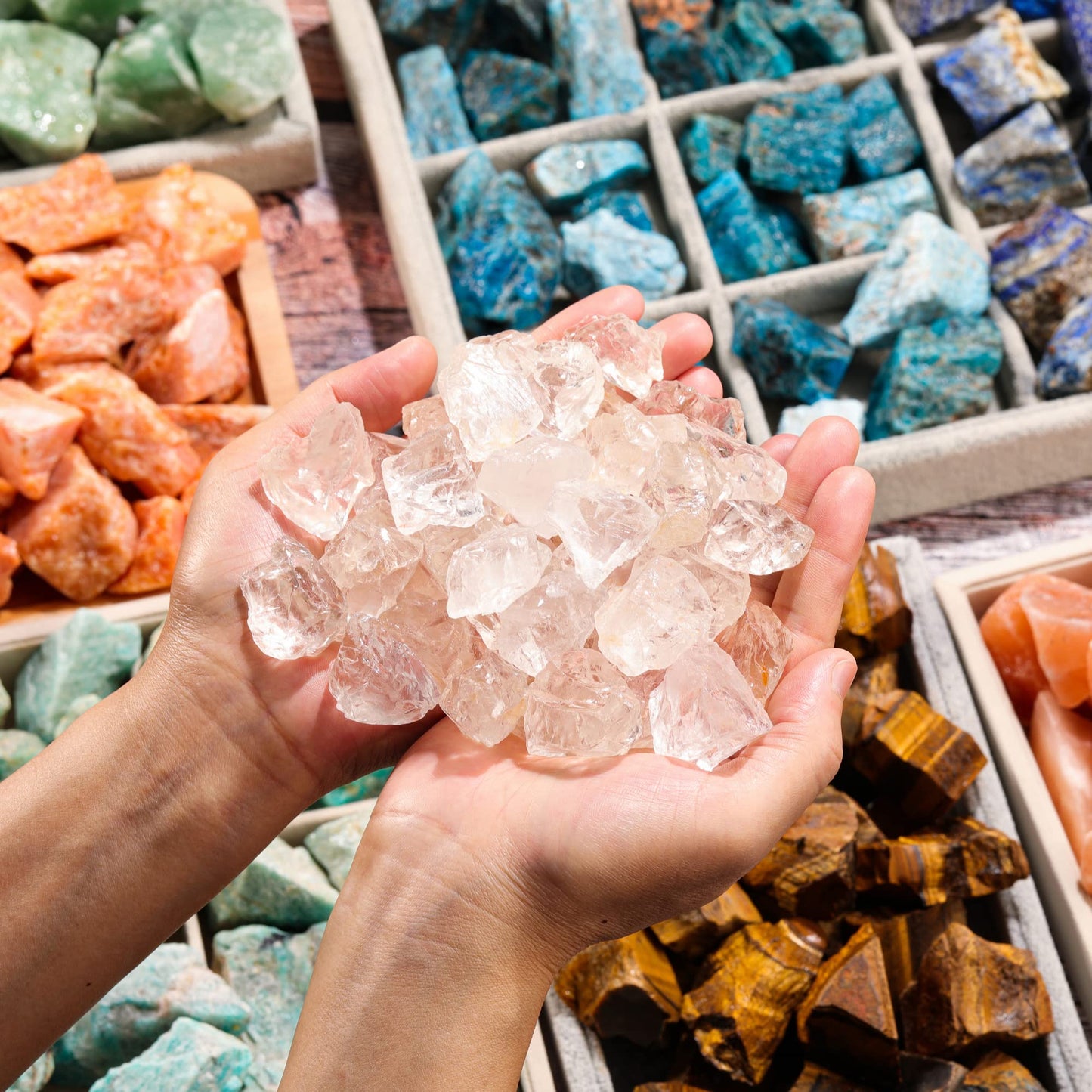 Top Plaza Bulk Clear Quartz Healing Crystals Rough Stones - Large 1" Natural Raw Stones Crystal for Reiki Healing, Wicca, witchcraft, Tumbling, Cabbing, Fountain Rocks, Decoration, Polishing 0.5lb