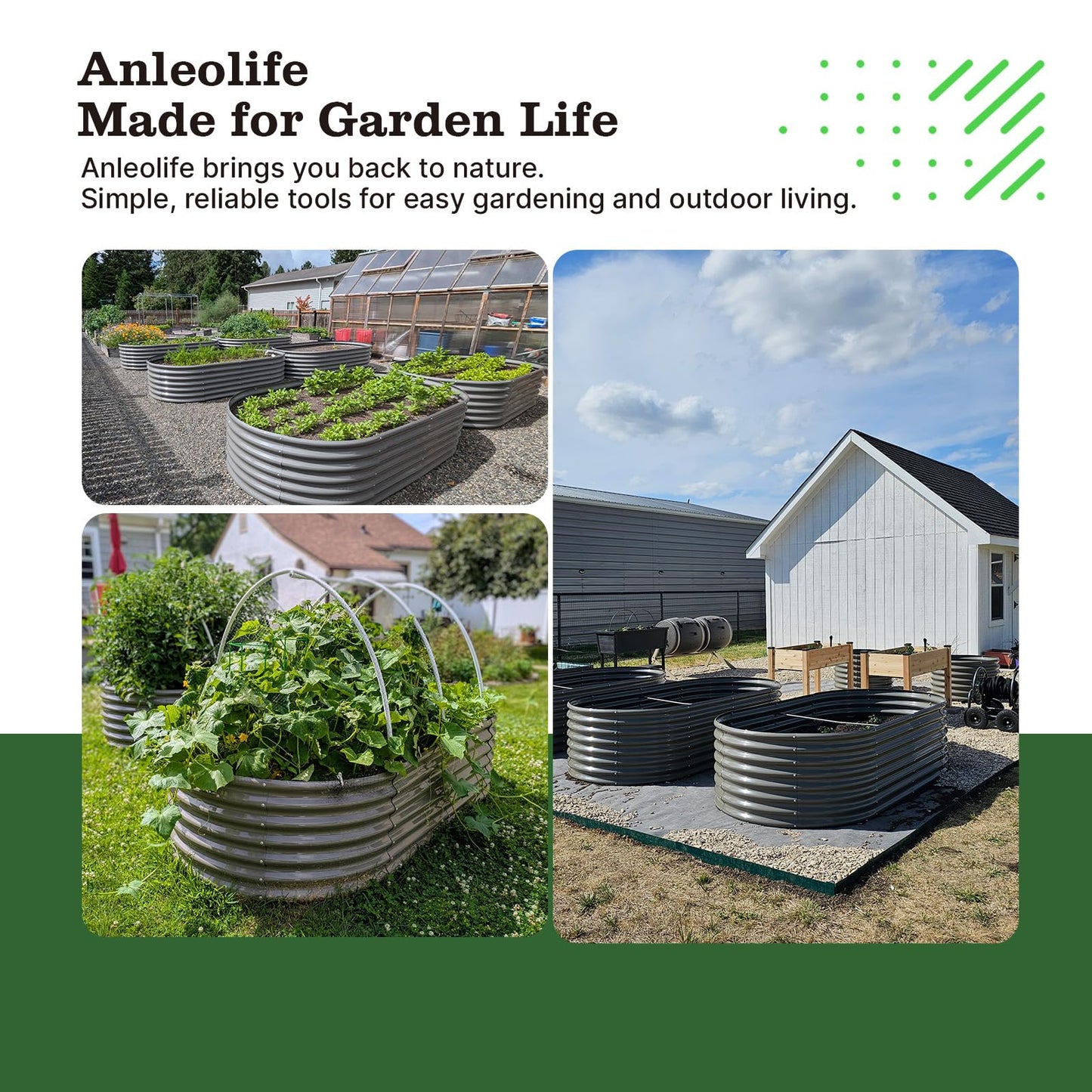 A ANLEOLIFE 6X3X2 ft Galvanized Raised Garden Beds Outdoor, Oval Large Metal Deep Root Planter Box for Planting Vegetables Flowers Herb, Anti-Rust & Easy-Setup, Quartz Grey