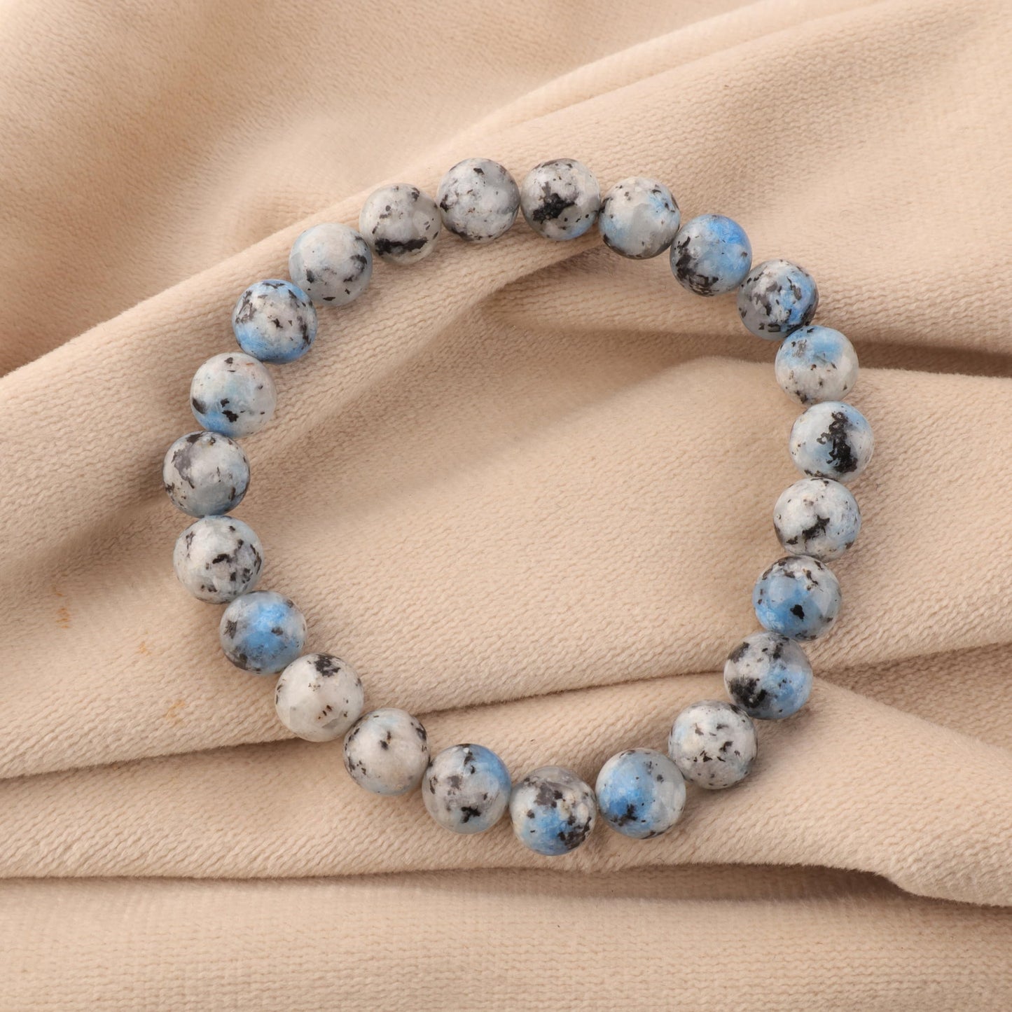 Anagha Jewels Natural K2 Jasper Cystal Beads Bracelet For Women & Men, Handmade 8mm K2 Jasper Beaded Stretch Bracelet 7.5", Energy Power Chakra Healing Bracelet, Blue Stone Bracelet