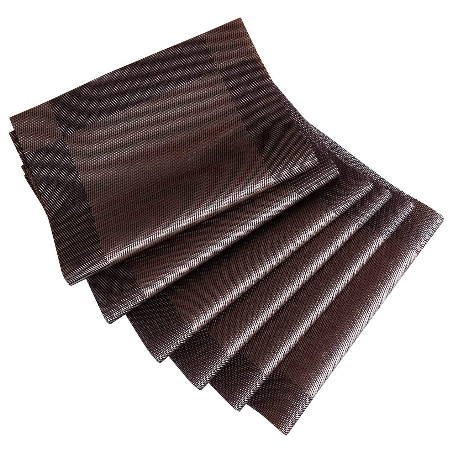 Yiaizhuo Table Placemats Dining Table Place Mats Set of 6 Heat Resistant Insulation Non-Slip Vinyl for Kitchen Dining Room 18" * 12" Brown