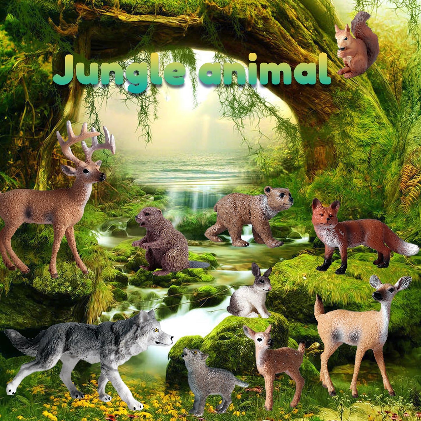10pcs Forest Animal Toys Figures, Realistic Woodland Creatures Figurines, Plastic Animals Miniature Toys Cake Topper