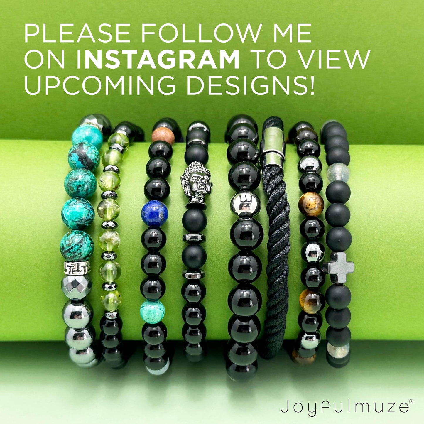 Joyfulmuze Men Gemstones Stretch Bracelet, Peridot Hematite Black Tourmaline, Handmade Spiritual Jewelry for Men, Natural Black Green Gems, Healing Chakra Bracelet, Fits 7-8.5" (peridot tourmaline)