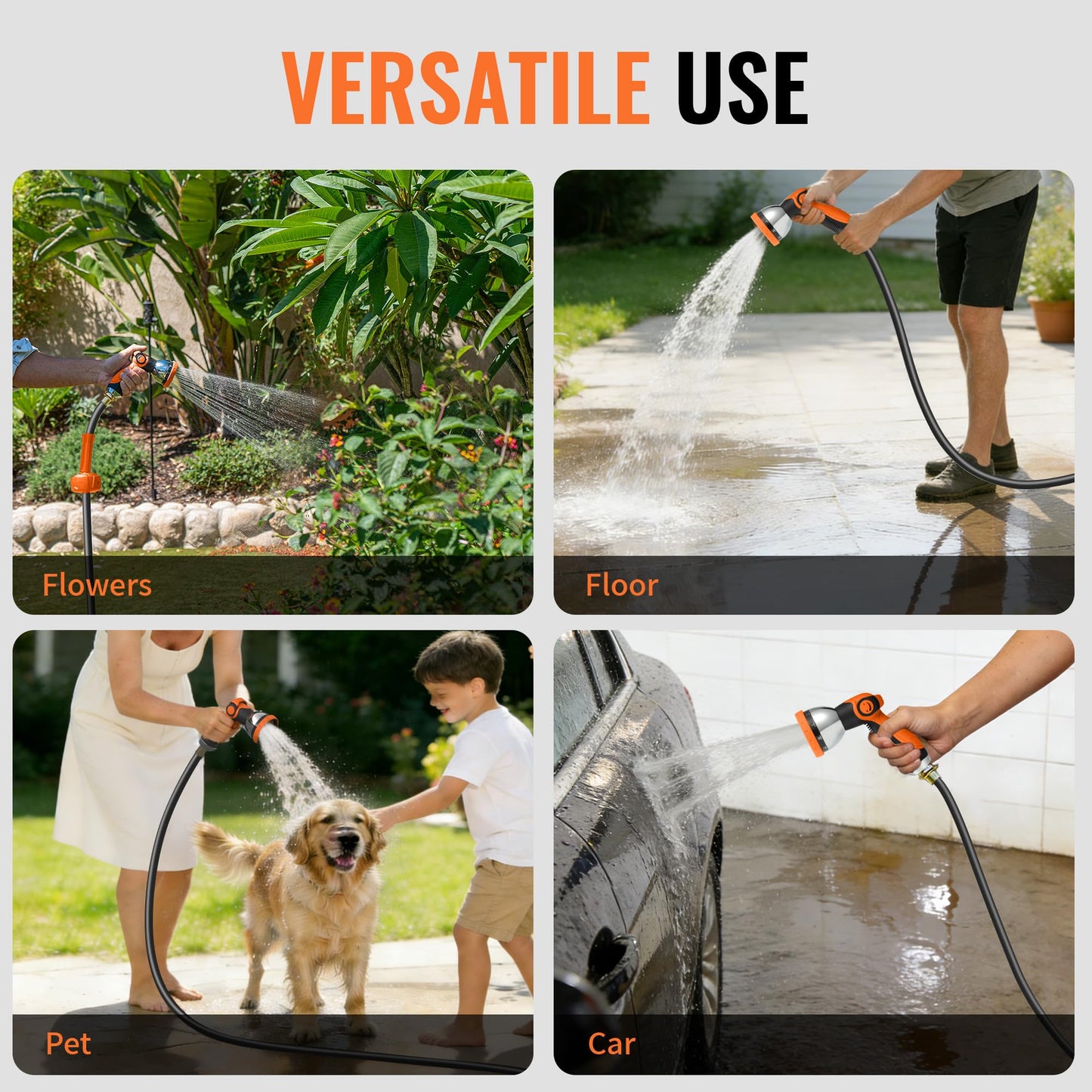 CETAVUE Retractable Garden Hose Reel 5/8 inch x 100 ft,Wall Mounted Heavy Duty Garden Hose Reel with 180°Swivel Bracket,Upgraded 10 Pattern Nozzle/Slow Return System(Black)