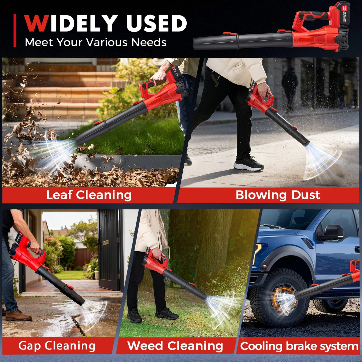 650CFM Cordless Leaf Blower,21V Electric Leaf Blower with 2 * 2.6Ah Battery & Charger,Electric 6-Speed Power Handheld Blower for Lawn Care,Yard, Garden, Patio & Outdoor