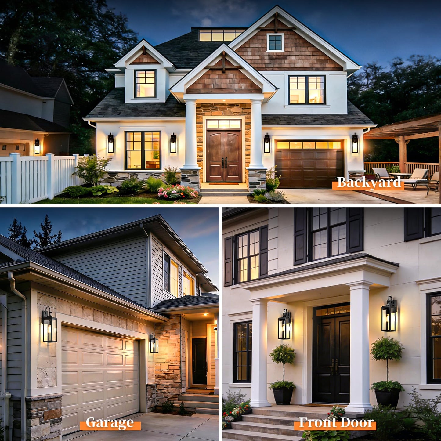 MYHXQ 18'' Large Outdoor Wall Lights 2 Packs, Modern Black Exterior Lighting Fixtures, Waterproof Outdoor Sconces Porch Light for House Wall Mount, Farmhouse Wall Lanterns for Front Door, Garage