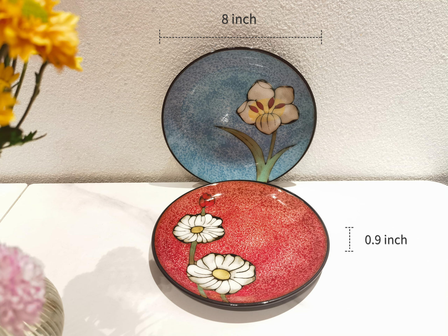 Ceramic Plates For Kitchen, 8 in - Plates Set of 4 - For Salad,Steak,Dessert,Bread, Pasta,Appetizer, Serving etc - Dishwasher, Microwave, and Oven Safe - For Breakfast, Lunch and Dinner (8 Inch)