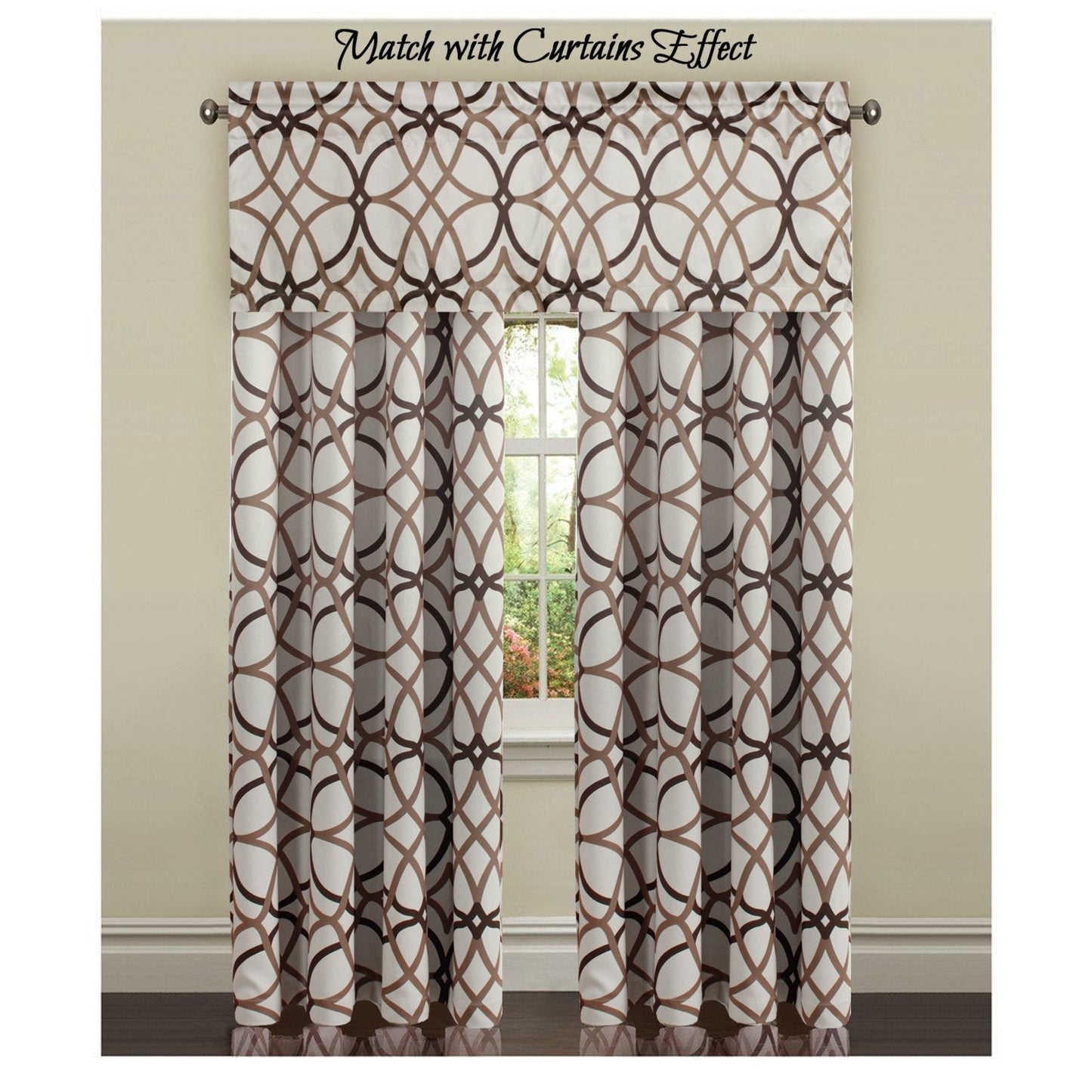 H.VERSAILTEX Blackout Curtain Valances for Kitchen/Bathroom - Thermal Insulated Window Valances for Living Room/Bedroom Rod Pocket Short Curtain 1 Panel, 52x18 inch, Geo in Taupe and Brown