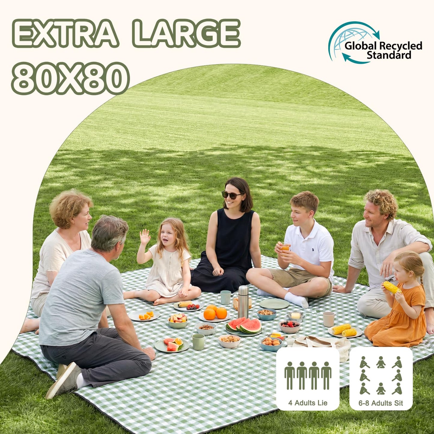 Genovega Waterproof Picnic Blanket Beach Outdoor Camping Mat Rug Extra Large Foldable Cute Big Travel Essential Accessories Gift Park Patio Lawn Garden Grass PlayMusic Festival Concert Must Have