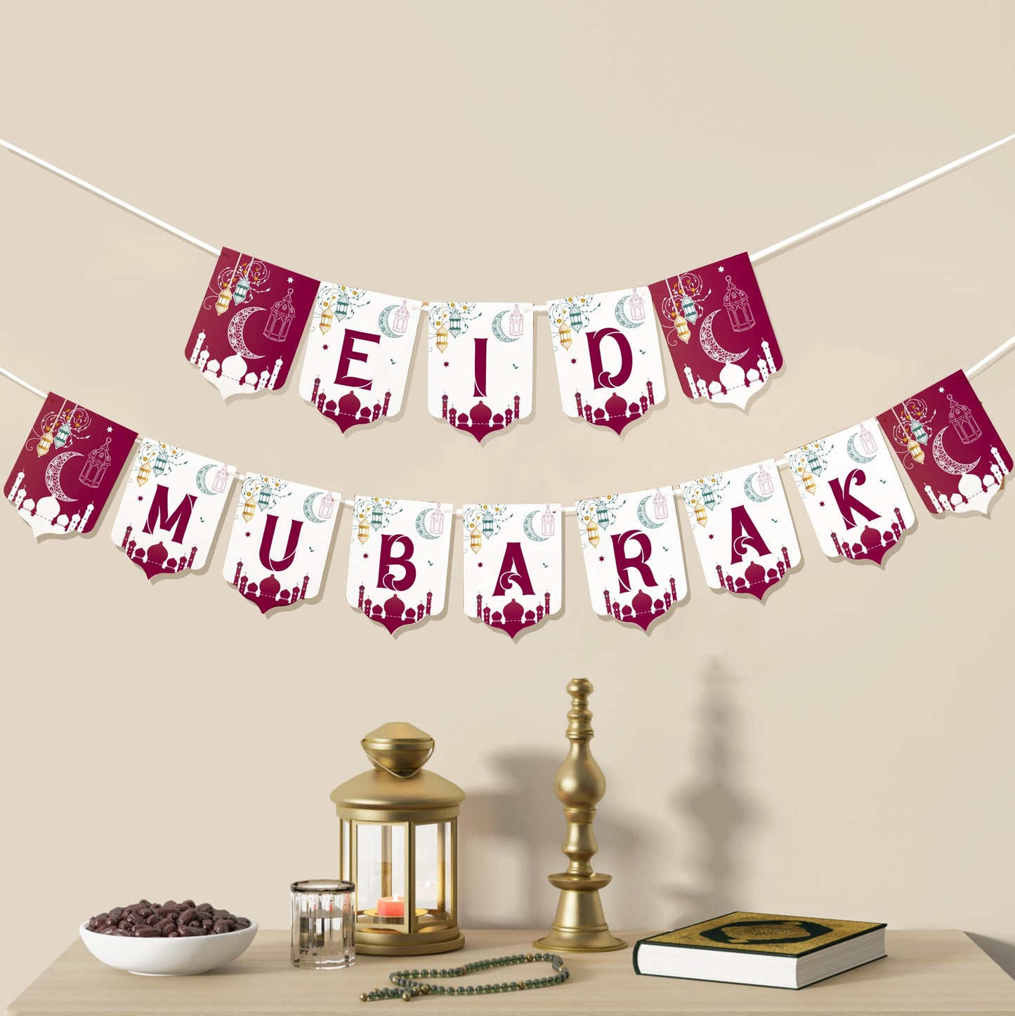 OLEEK eid mubarak banner- eid decorations for home 2026 - eid mubarak decorations - eid decor - ramadans mubarak decorations - eid decoration - eid and ramadan banner