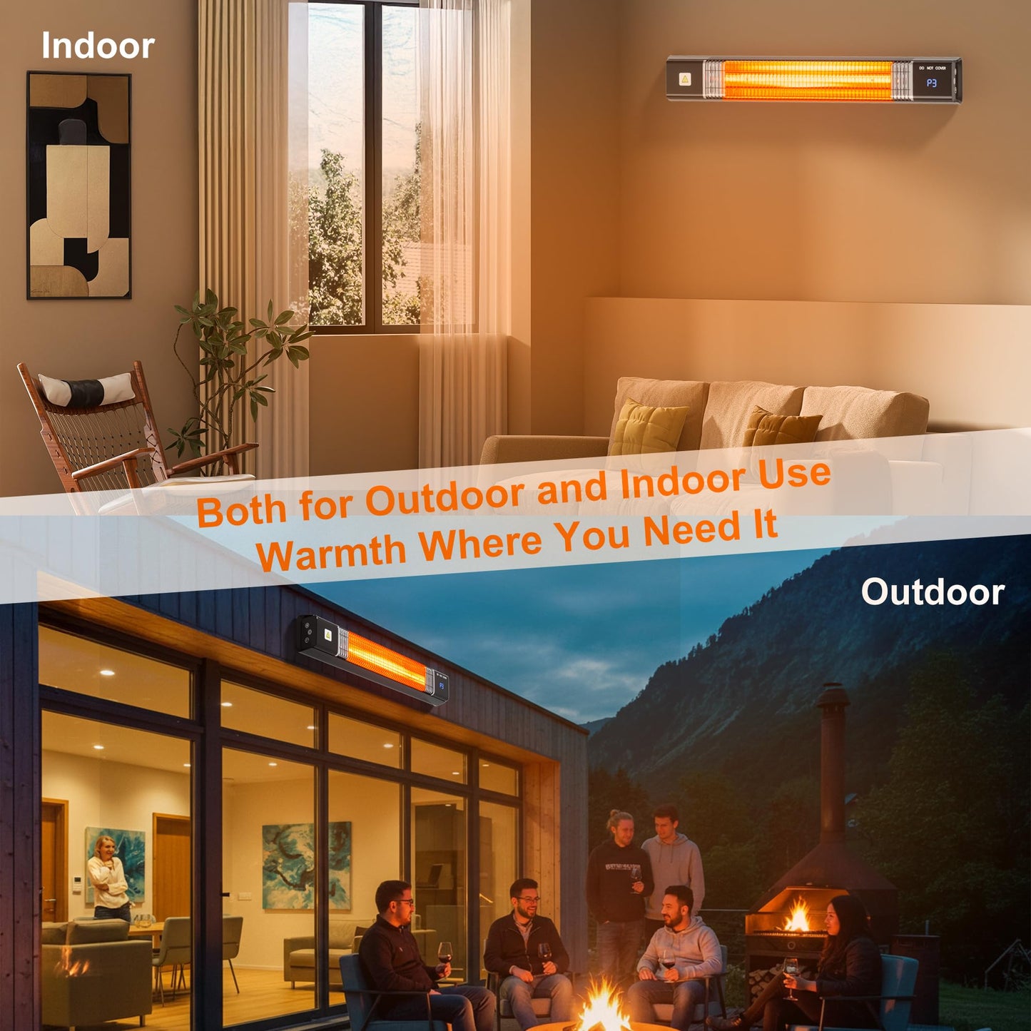 Uthfy Wall Mounted Patio Heaters for Outdoor Use, 1500W Outdoor Heaters for Patio with Remote, 24H Timer, Waterproof, Infrared Heater for Outdoor Indoor Use, Garage, Yard, Bedroom