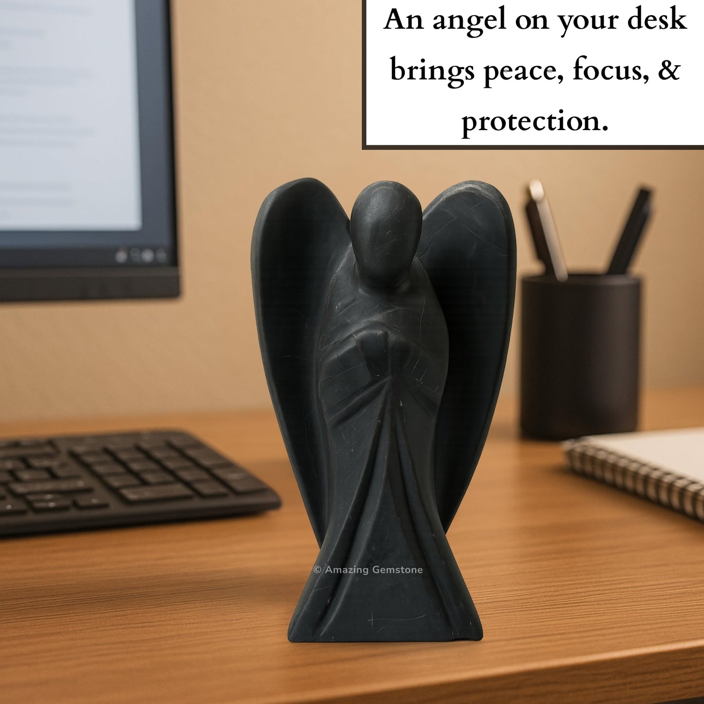 Amazing Gemstone Shungite Angel - Shungite Crystal Angel and Pocket Guardian Angel Crystal Figurines (1.5 Inches)