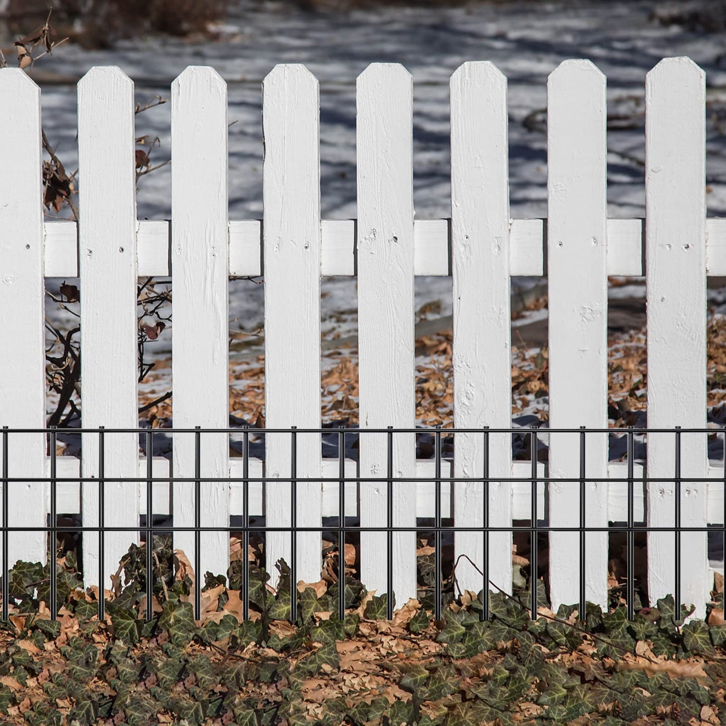 32x10-inch No Dig Animal Barrier Fence, 15 Pack Black Dig Protective Fence with 1.5 inch Spike spacing, Dog/Rabbit/Groundhog Underground Galvanized Outdoor Garden Metal Fence