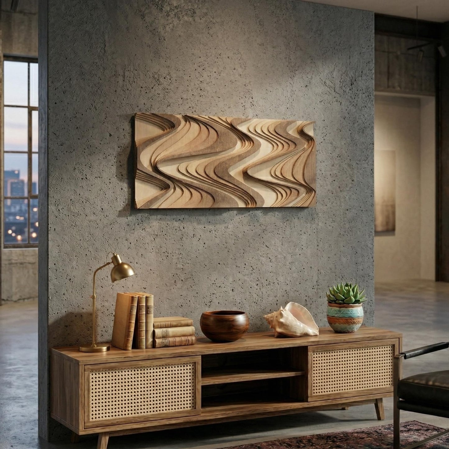 NEODECO Flow - Abstract Layered Wooden Wall Art (Forma, Wood Tones, Medium)