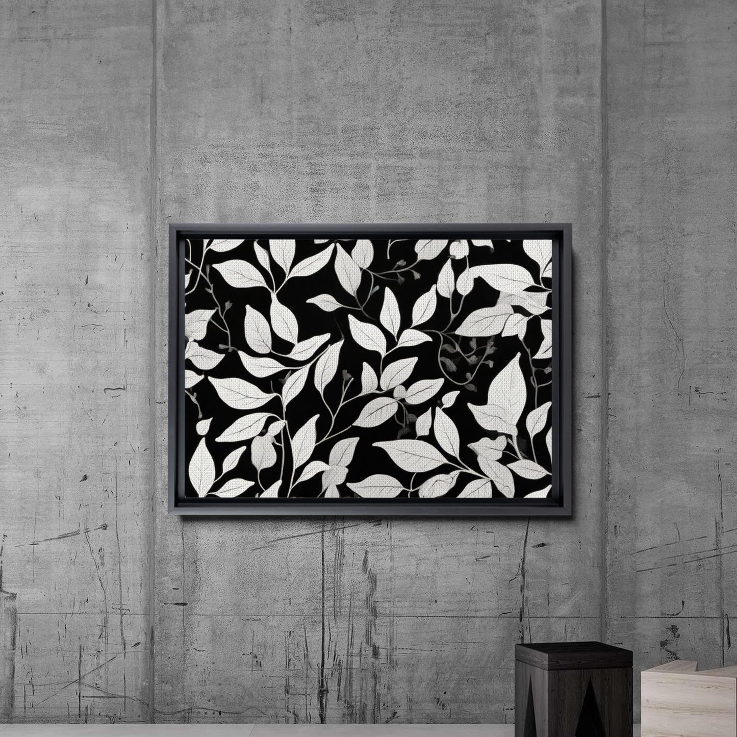 Canvas Print Scandinavian Folk Art Black and Beige Abstract Botanical Wall Art for Scandinavian Home Decor Decor Canvas, Print