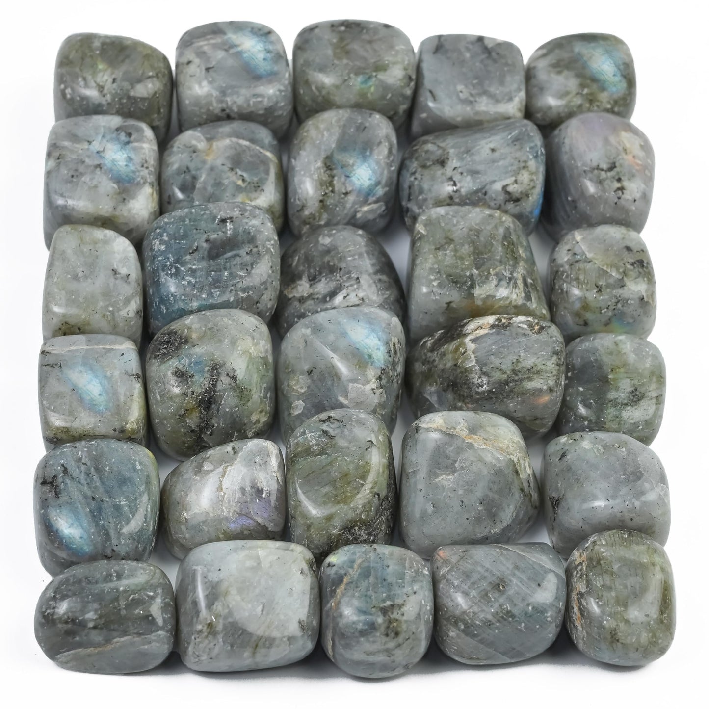 "Crocon 1LB Purple Labradorite Tumbled Stones and Crystals Bulk 2000+ Carats Natural Crystal Kit for Reiki Healing Crystal Polished, Tumble Stones, Chakra Balancing, Reiki Gift, Home Decor Size : 20mm"