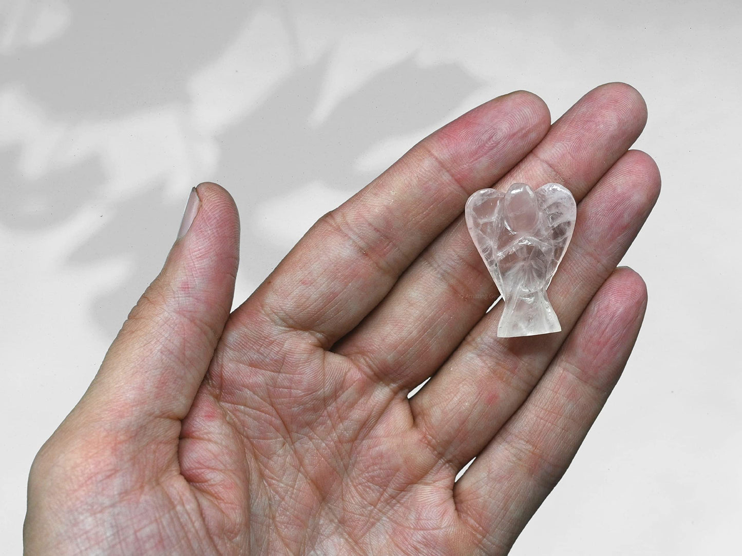 Amazing Gemstone Rose Quartz Crystal Guardian Angel Figurines Ornament for Healing Birthstone, Decoration Statue (Hand Carved Pocket Gemstone Angel) (1.5 inch)