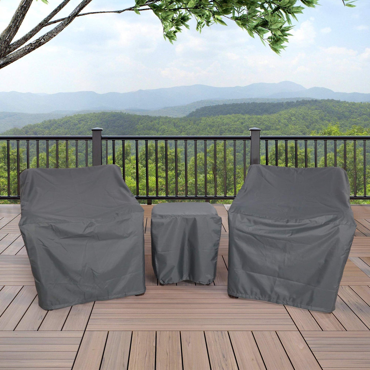 Baner Garden Patio Furniture Covers,Outdoor Furniture Cover Waterproof,Patio Furniture Set Covers for 3 Piece Outdoor Bistro,Patio Sofa Covers Set for 2 Chairs and Coffee Table,Grey