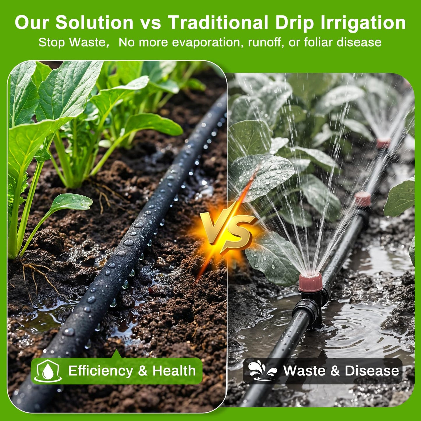 Upgraded 230FT Drip Irrigation System with 1/4" Soaker Hose -Weeping Technology for Deeper Root Watering,Garden Watering System for Raised Beds, Greenhouse, Lawn - Save Water