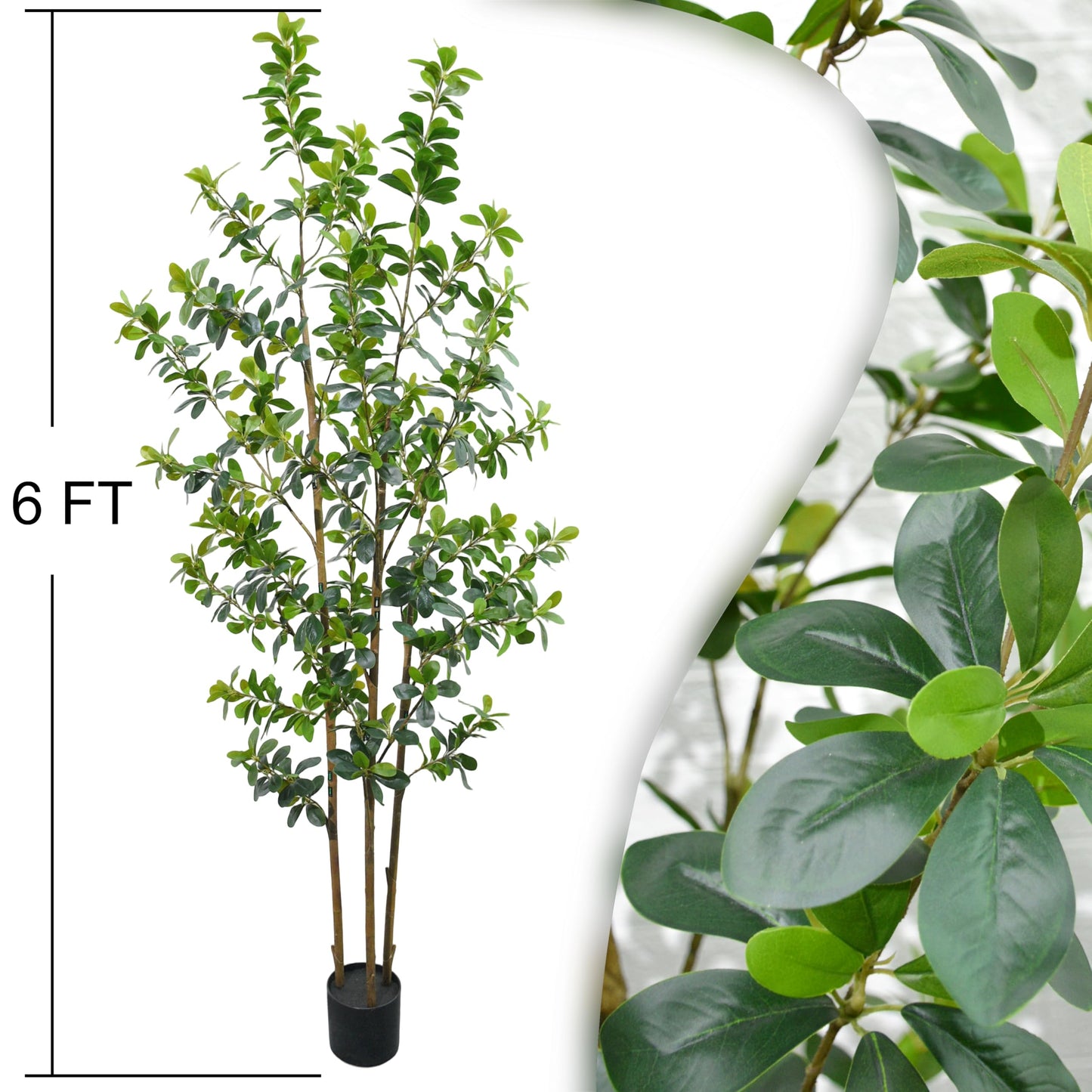 ZSENENT Fake Trees Premium 3 Main Trunks 6 ft Faux Black Olive Tree, Realistic Olive Trees Artificial Indoor, Low-Maintenance, Ideal Artificial Tree for Home Office Décor (Reds, 6 FT)