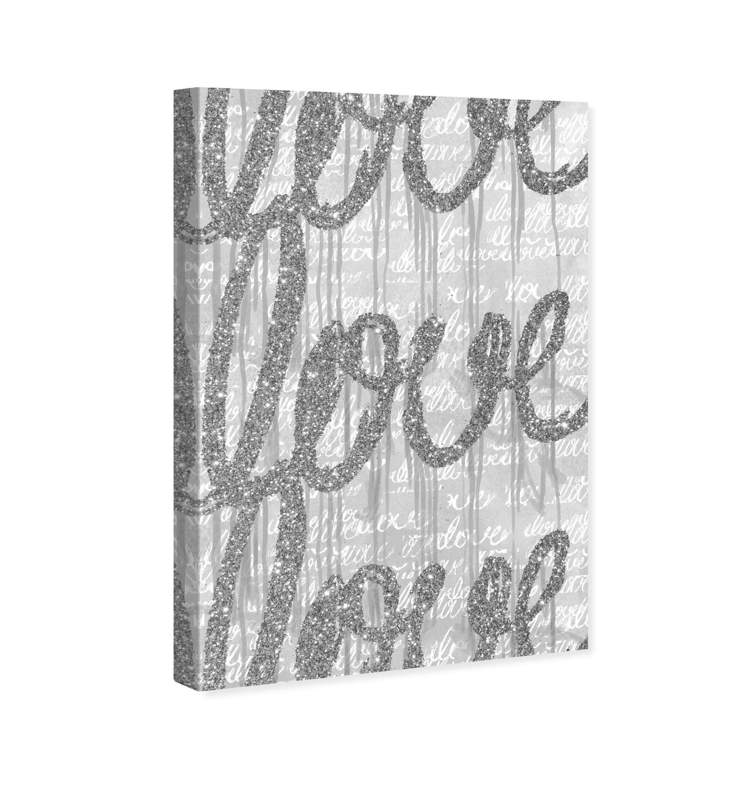 The Oliver Gal Artist Co. Oliver Gal Round Tall Glitter' Silver Typography Wall Art Print Premium Canvas, 16" x 24", Gray