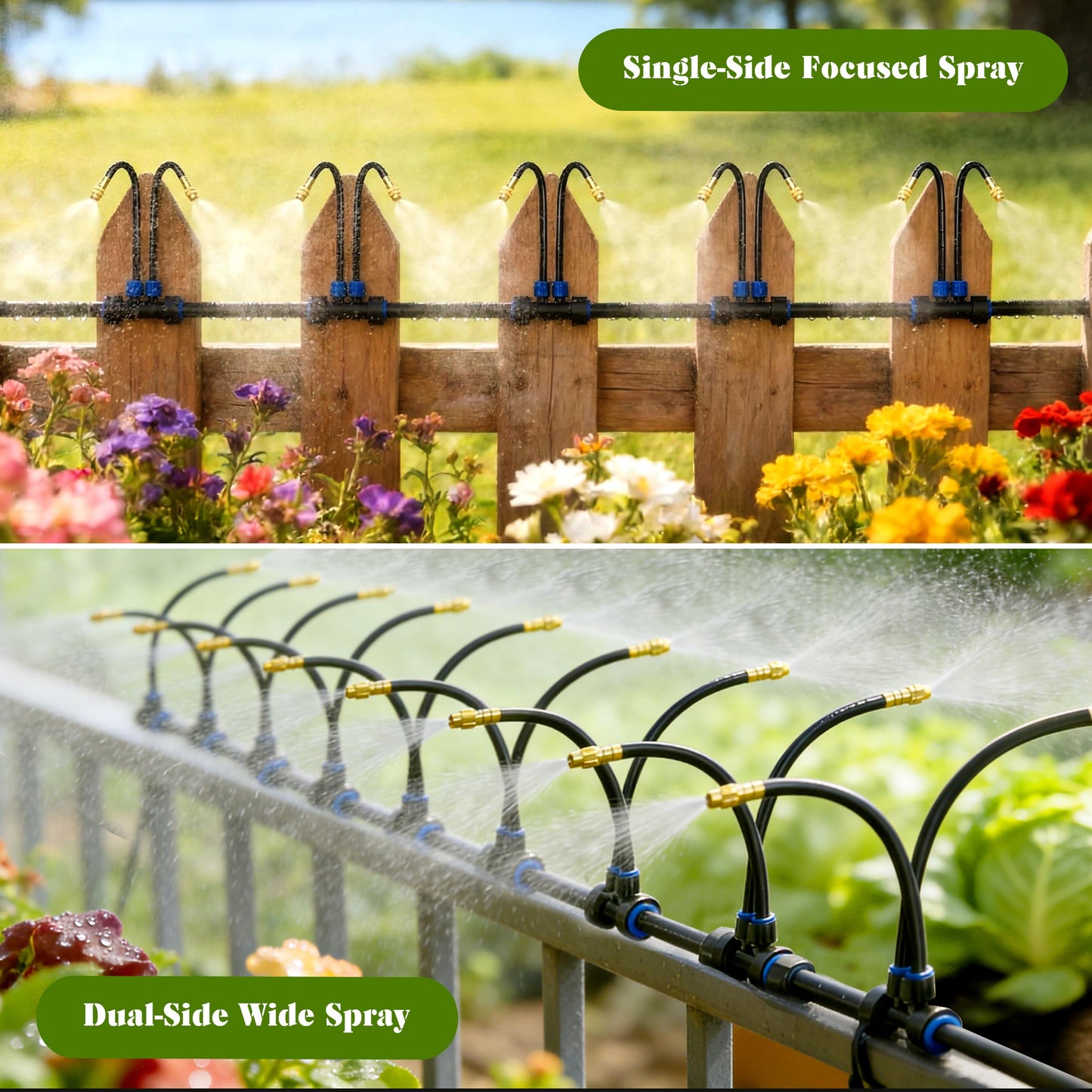 Drip Irrigation System for Garden, Automatic Watering System with Adjustable 360° Copper Spray Nozzles, DIY Drip Irrigation Kit for Yard, Lawn, Greenhouse, Raised Beds & Potted Plants (20FT)