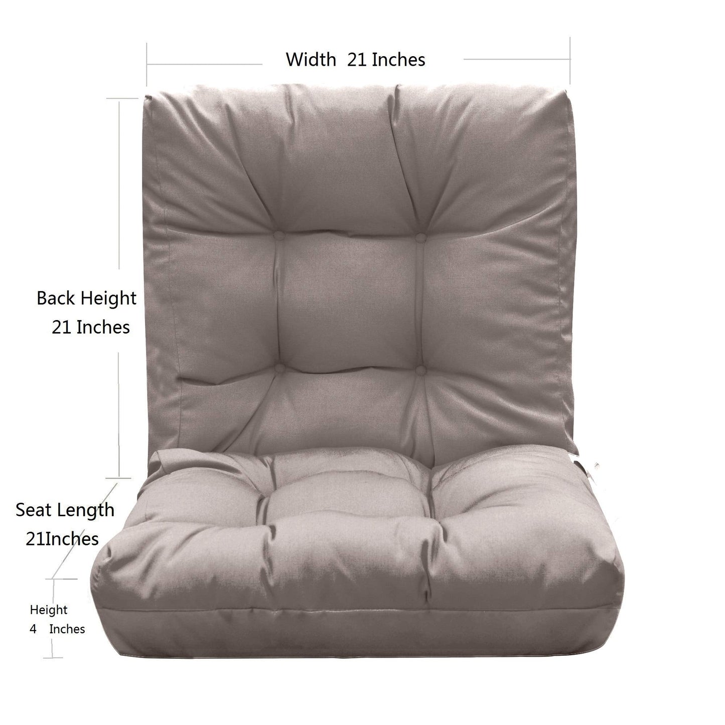 QILLOWAY Outdoor Chair Cushion for Patio Furniture, Waterproof Patio Cushions with Ties, Fade Resistant Replacement Pads for Outdoor Rocking Chairs,Tan,Grey
