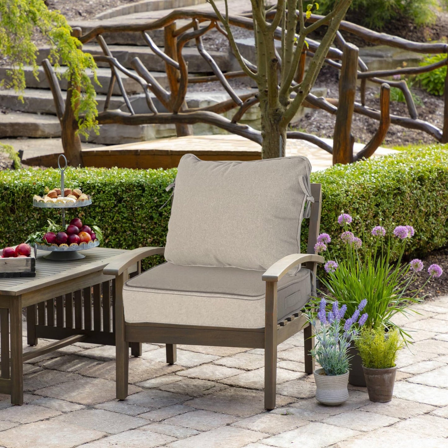 Garden lucky 19"x19" Outdoor Universal Cushion Set of 1, Patio Cushions with Handles & Ties, Water-Proof Stain-Resistant UV Resistant Weather Resistant High Resilience Foam with YKK Zippers,Riverbed