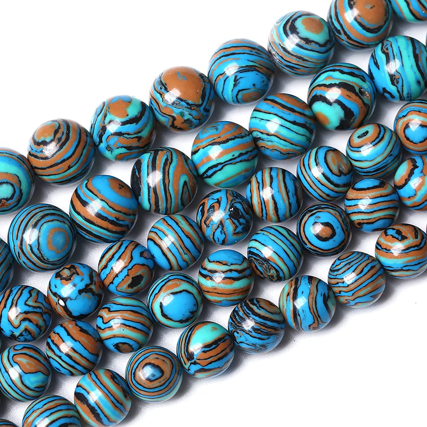 90PCS 8mm Blue Malachite Stone Beads Round Loose Gemstone Beads for Jewelry Making DIY Bracelet Necklace 32" 2 Strand,Energy Stone Healing Power