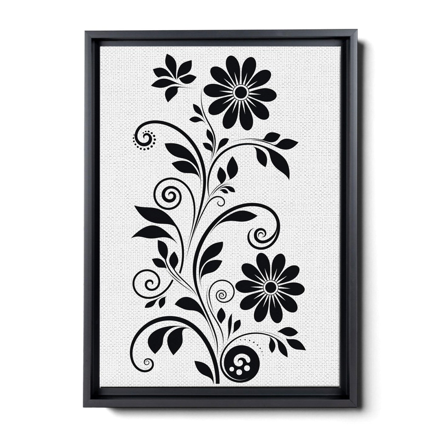 Scandinavian Folk Art, Black and Beige Abstract Botanical Wall Art for Scandinavian Home Decor