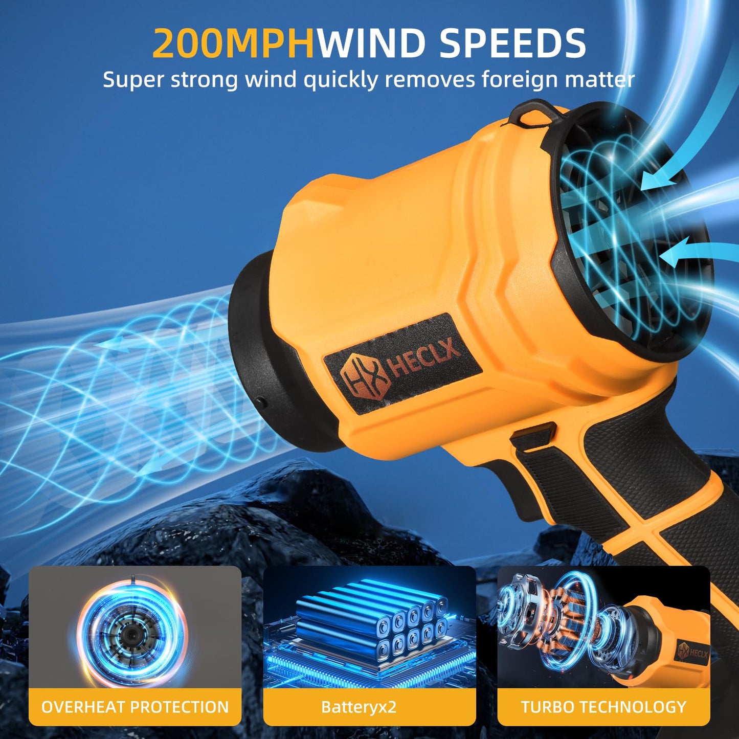 Leaf Blower Cordless, Handheld Leaf Blower with Battery and Charger, Handheld Leaves Blower Dryer Air Blowers for Patio Cleaning, Orange