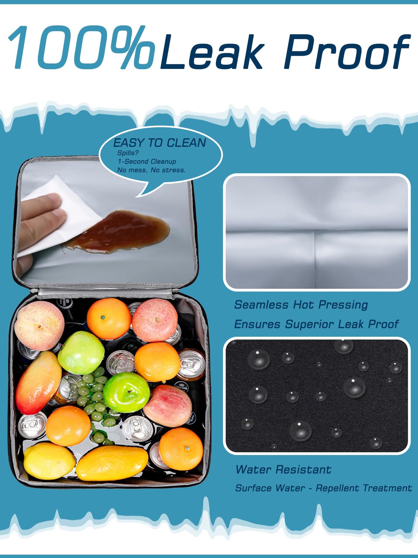 TuErcao Soft Cooler Bag, 9"x9"x9" 20 Cans Leakproof Insulated Small Ice Chest for Travel Beach Camping Picnic, Lightweight Portable Collapsible Cooler Box with Shoulder Strap for Car, Light Grey