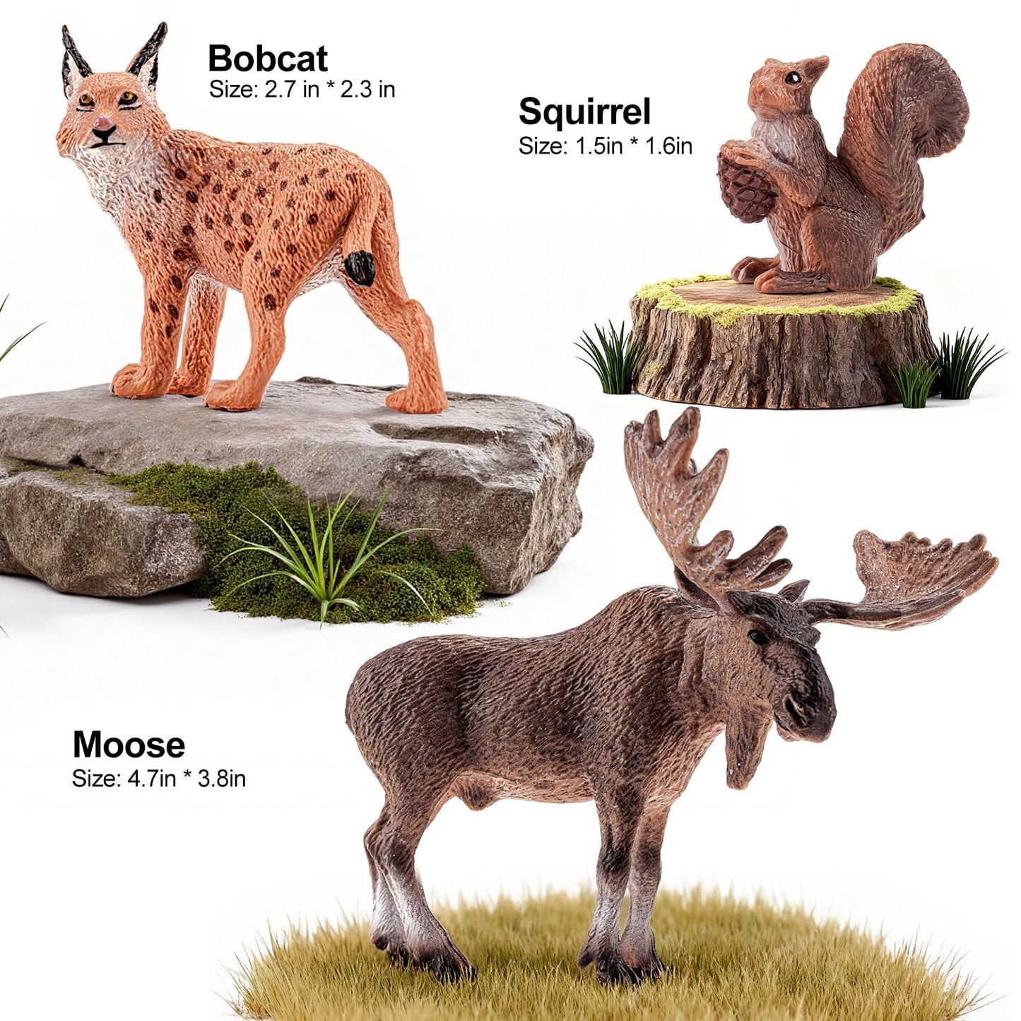 THINKBAY 12PCS Large North American Animal Figurines, Realistic Safari Woodland Jungle Animals Figures Toys Includes Crocodile,Wolf,Bear,Deer, Birthday Gift Party Favors Valentine's Day Gifts for Kids