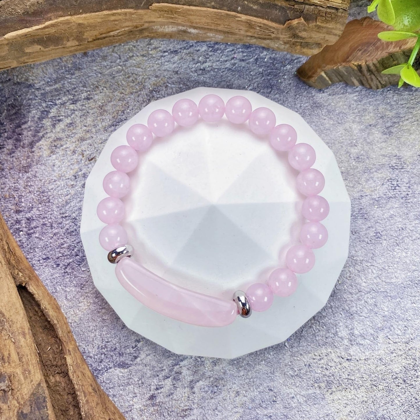 EDEN'S CALL 8mm Healing Crystal Beads Stretch Bracelet Handmade Good Luck Energy Chakra Stone Beaded Bangle, Rose Quartz