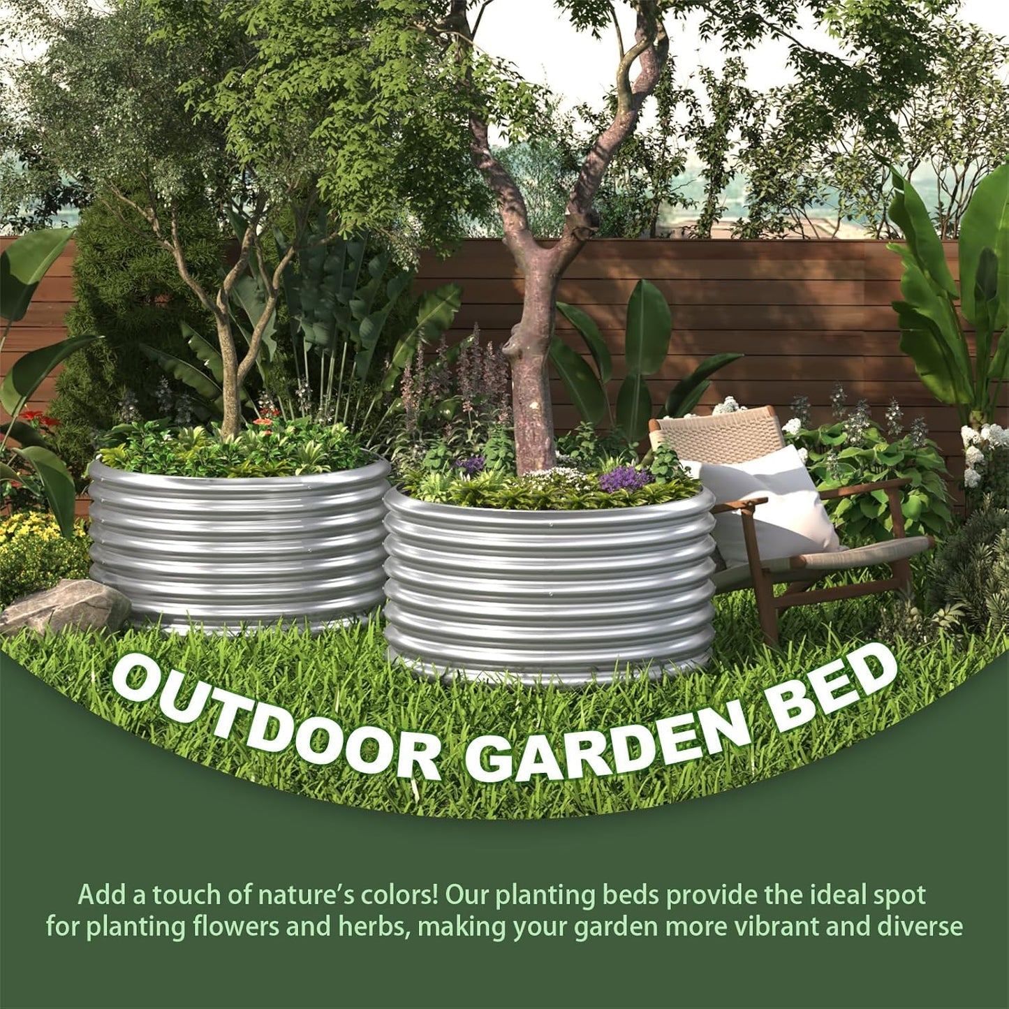 CATMANOR 4 Pack 2x2FT Round Corrugated Galvanized Steel Raised Garden Bed Outdoor, Metal Above Ground Garden Bed for Vegetables and Flowers, Raised Beds for Gardening-2x2FTx10Inch