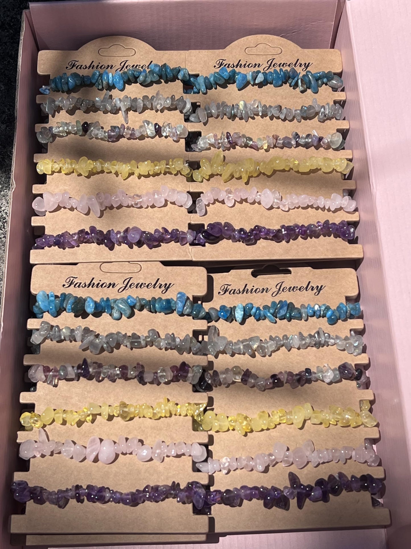 Natural Crystal Bracelets 6 Pack for Women Men, Healing Stone Energy Bracelet Set with Amethyst, Rose Quartz, Citrite, Fluorite, Labradorite, Blue Apatite for Protection, Luck, Love & Positive Energy