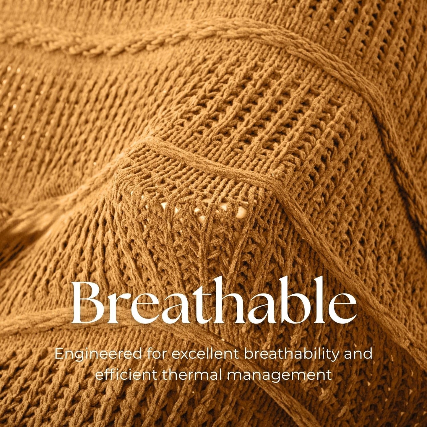 Boho Knitted Chenille Blanket with Tassels - Lightweight & Soft All-Season Throw - 3D Classic Pattern for Living Room Bedroom Couch, Amber Brown, Throw 50"x60"