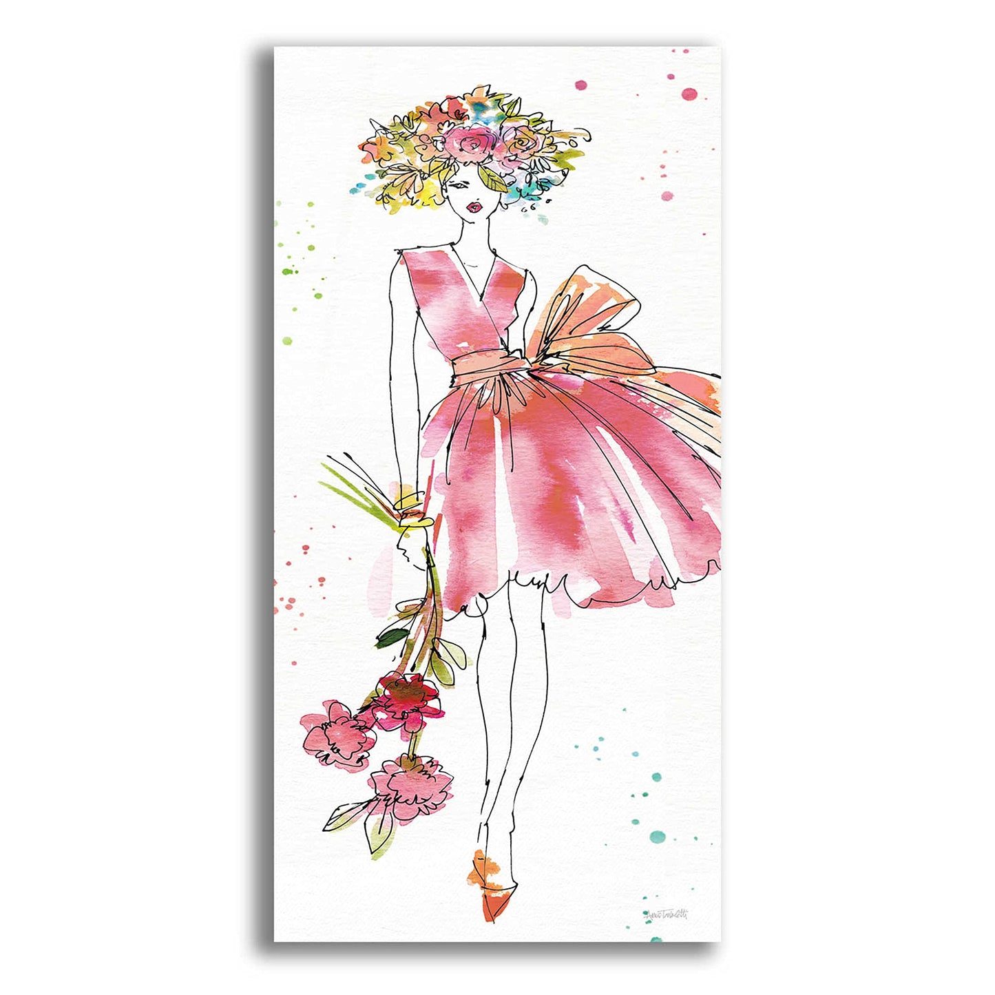 Epic Art 'Floral Figures V' by Ann Tavoletti, Acrylic Glass Wall Art, 12"x24"